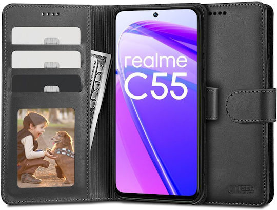 Tech-Protect Wallet Synthetic Leather Black (Realme C55)