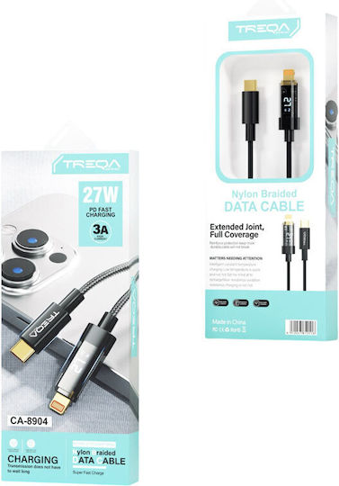 Treqa Ca-8904 Braided USB-C to Lightning Cable 27W Γκρι