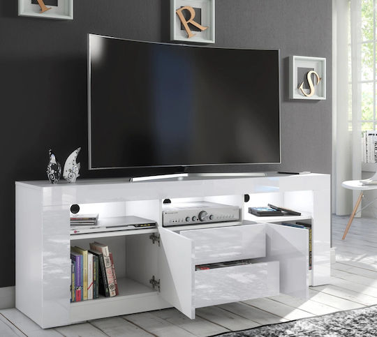 TV-Möbel Hölzernes Spotlight Long mit LED-Beleuchtung Weiß L160xB40xH60cm