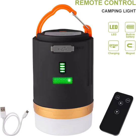 Led Rechargeable Camping Lantern Hook Magnet Remote Control Cool White Lighting Ab-yj07 Black