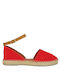 Women's Leather Espadrilles Red