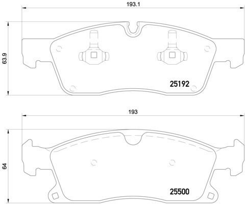 Brembo Teves Front Brake Pad Set 21.0mm 64.0mm 193.0mm Mercedes Gl Gle Gls M 2.2d-3.5 06.11-10.19