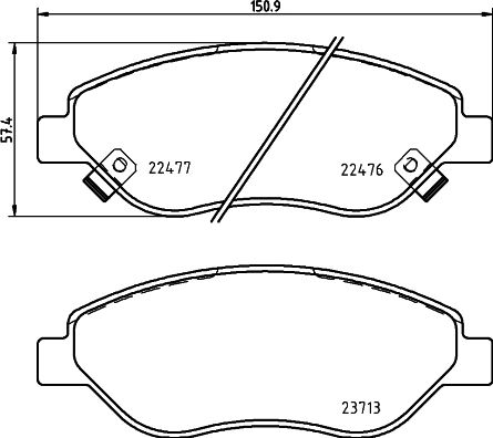 Brembo Front Brake Pads Set Fiat Tipo 1.4 1.4lpg 1.6d 10.15 Height 58mm Width 151mm Thickness 20mm Wear Sensor Yes