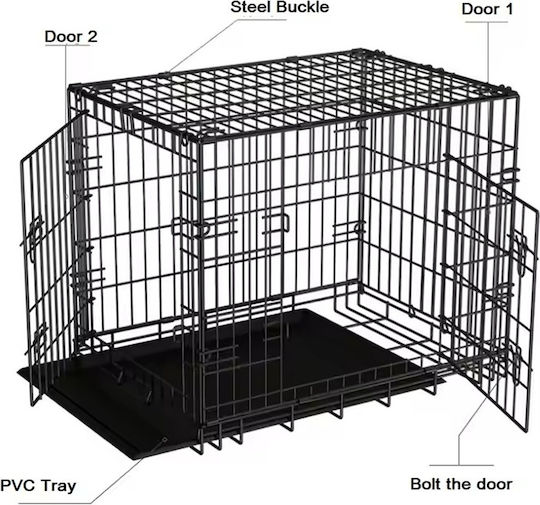 Black Dog Transport Cage 76x53x57cm