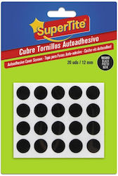 Supertite 8084 Round Screw Cover Stickers Black 20pcs