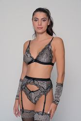 Milena by Paris Σετ Ζαρτιέρες με Δαντέλα Γκρι