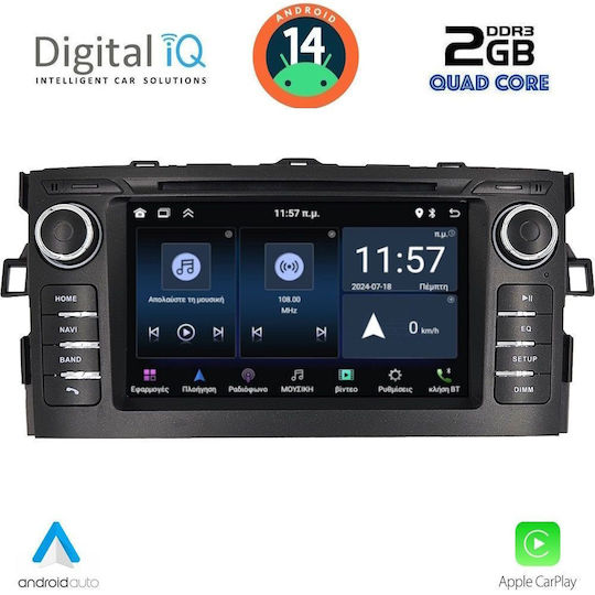 Digital IQ Ηχοσύστημα Αυτοκινήτου για Toyota Auris 2007-2012 (Bluetooth/USB/AUX/WiFi/GPS/Apple-Carplay/Android-Auto) με Οθόνη Αφής 7"