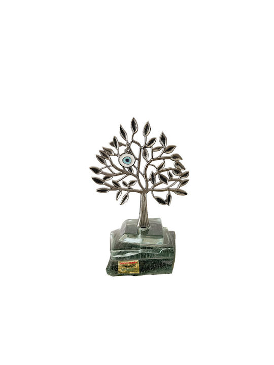 Marhome Pom de Viață Decorativ din Metal cu Ochi, Bază de Sticlă Argintie, Înălțime 13cm