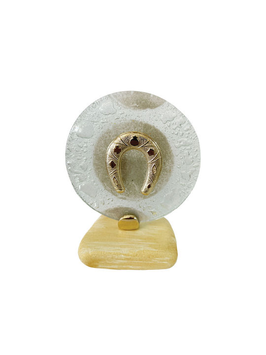 Marhome de birou Amulet Potcoavă Auriu din Sticlă 12cm 1buc