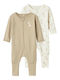 Name It Комплект Бебешко Боди Дълъг ръкав Beige 2бр
