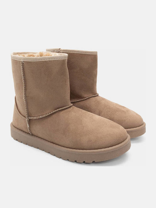 Luigi Women's Ankle Boots with Fur Beige