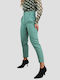 Women's High-waisted Fabric Trousers Tapered Line Mint