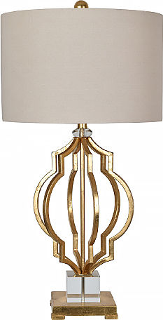 Crystal Table Lamp with Gold Shade and Base