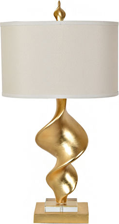 Glas Tischlampe LED mit Gold Schirm und Basis