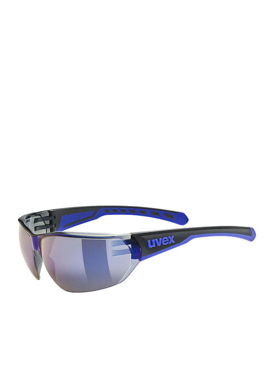 Uvex Men's Sunglasses with Gray Plastic Frame and Blue Mirror Lens S5330822416