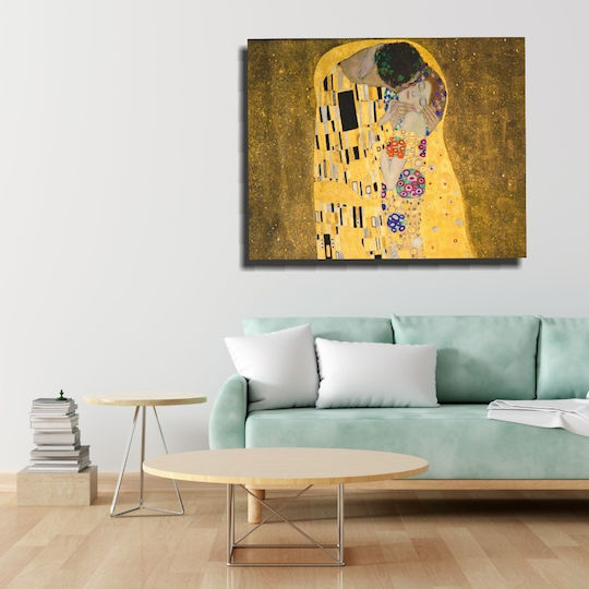 Πίνακας Αντίγραφο Τυπωμένο Καμβά Kiss Lovers Gustav Klimt 120cm X 90cm