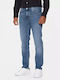 Denton Men's Elastic Jeans Pants With Regular Straight Fit Light Blue