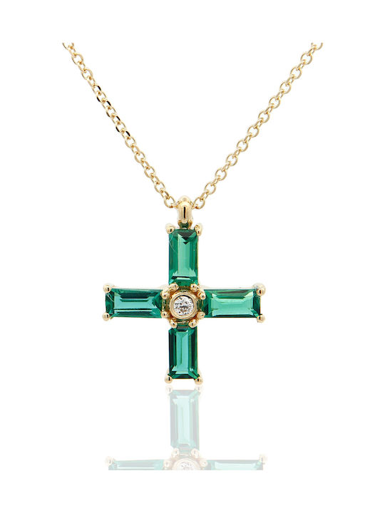 Metrongold Damen Gold Kreuz 18K mit Kette