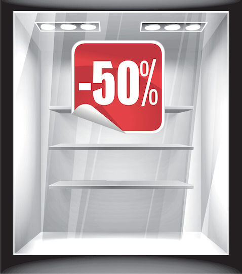 Αυτοκόλλητο Εκπτώσεων 50% Έκπτωσεις 120cm X 120cm