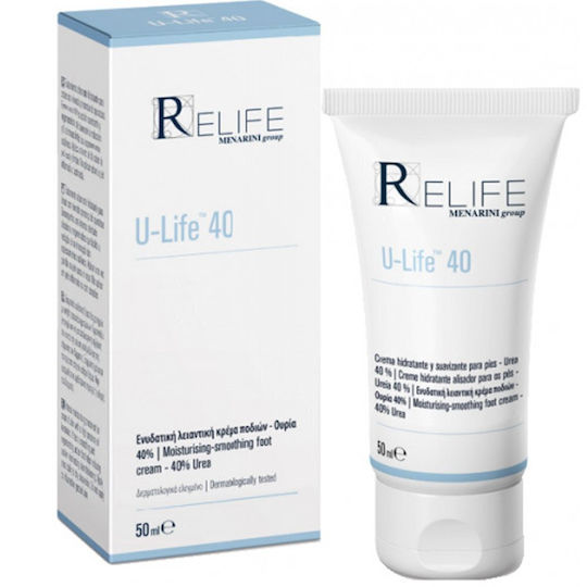 Menarini Relife U-life 40 Foot Cream Ενυδατική & Καταπραϋντική Κρέμα Ποδιών Πολύ Ξηρό & Σκασίματα Δέρμα 40% Ουρία 50ml
