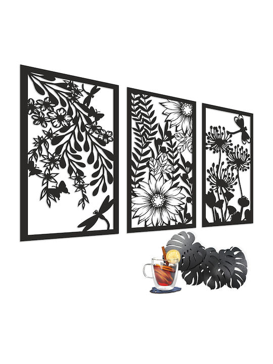 Wanddekoration Wohnzimmer 3D Bild Küche Durchbrochenes Panel Blumen 58x90