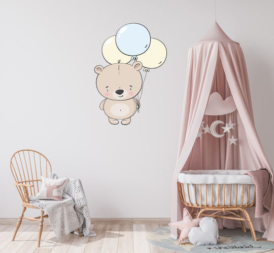 Αυτοκόλλητο Τοίχου Αρκουδάκι Μπαλόνια 55cm X 80cm
