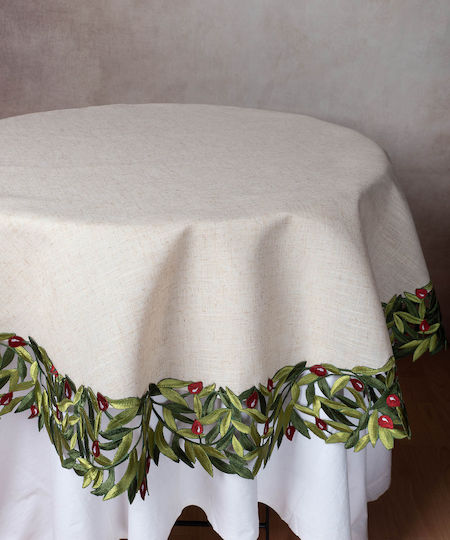 Silk Fashion Rotunde Geschnitten 2353 Red Olive Tree 135x135cm