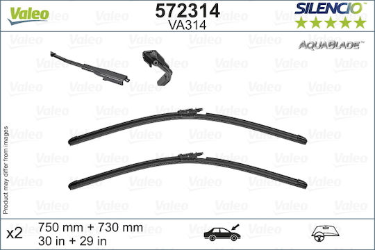 Lamele Ștergătoare Auto Valeo Jointless Silencio Aquablade 750/730mm Ford Galaxy III S-Max 01.15