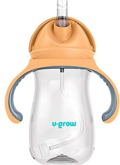 U-Grow Baby Cup with Handles and Straw made of Plastic Orange 300ml