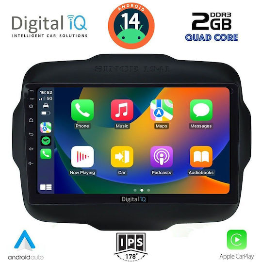 Digital IQ Ηχοσύστημα Αυτοκινήτου για Jeep Renegade 2014 (Bluetooth/USB/AUX/WiFi/GPS/Apple-Carplay/Android-Auto) με Οθόνη Αφής 9"