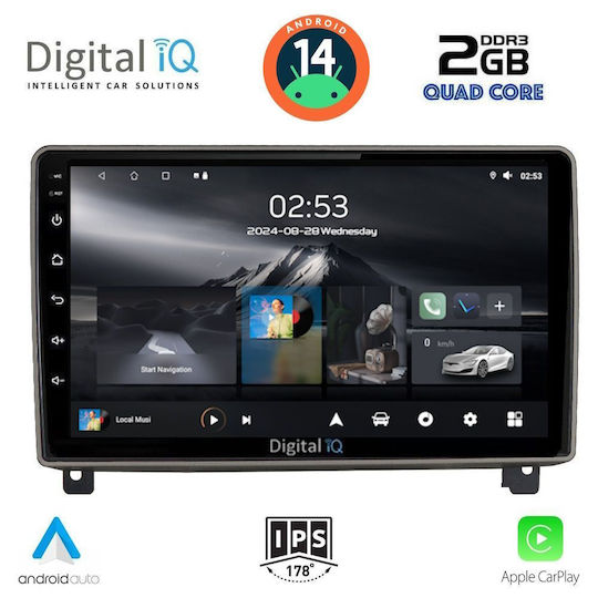 Digital IQ Auto-Audiosystem für Peugeot 407 2004-2011 (Bluetooth/USB/AUX/WiFi/GPS/Apple-Carplay/Android-Auto) mit Touchscreen 9"