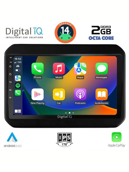 Digital IQ Sistem Audio Auto pentru Suzuki Ignis 2016 (Bluetooth/USB/AUX/WiFi/GPS/Apple-Carplay/Android-Auto) cu Ecran Tactil 9"