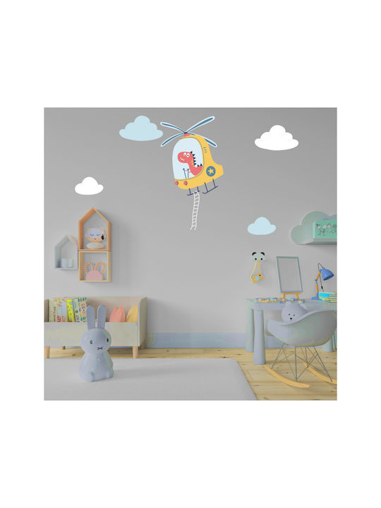 Autocolant de Perete cu Dinozaur și Elicopter 80cm X 50cm