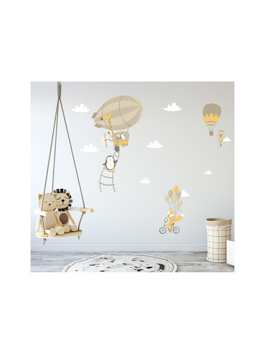 Sticker de Perete cu Balon cu Aer Cald Călătorie cu Prieteni 130cm X 103cm
