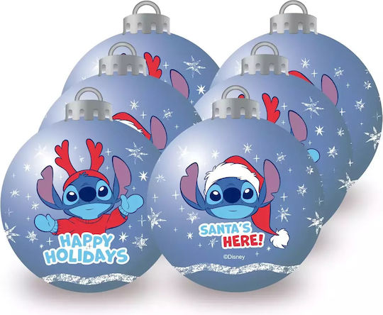 Set of 6 Blue Plastic Ball Ornaments 6cm