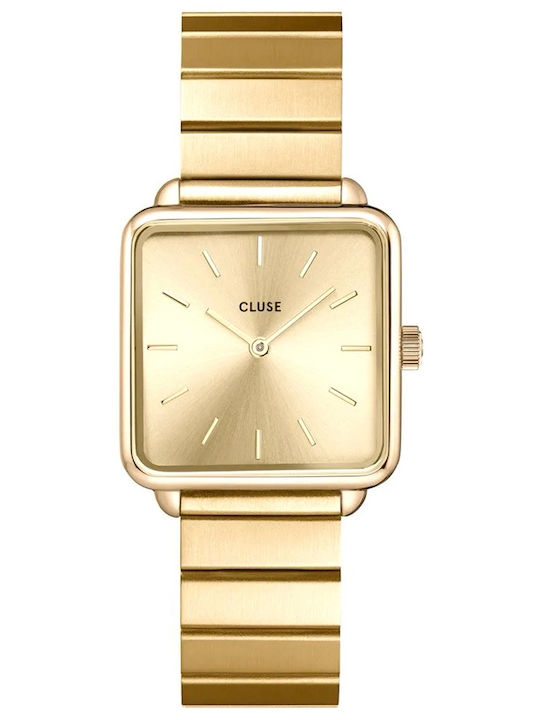 Cluse La Tetragone Damen Uhr mit Gold Metallarmband