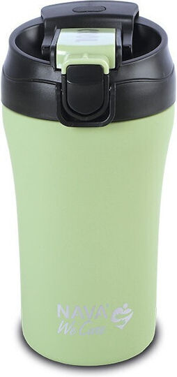 Nava Glas Thermosflasche Rostfreier Stahl BPA Frei 450ml Green mit Stroh