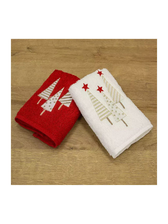 Lino Set Towels Xmas Picolo 2pcs Red White 30x50 Lino Set Towels Xmas Picolo 2pcs Red White 30x50
