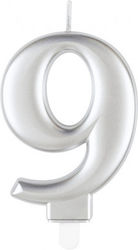 Candle 9 Metallic Silver 8 cm