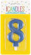 Kerze 8 Metallisch Blau 8 cm