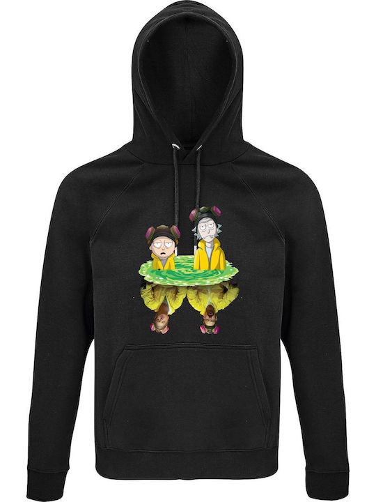 Hoodie Unisex Organic " Rick Morty Ft Breaking Bad " Black