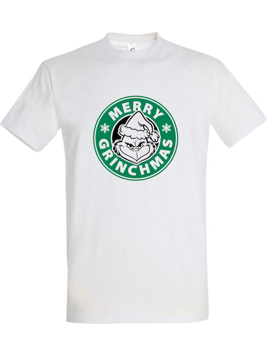 T-Shirt Unisex "Merry Grinchmas Starbucks Weihnachten Grinch" Weiß