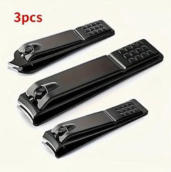 Set aus 3 schwarzen Nagelknipsern aus Edelstahl