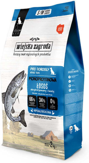 Wiejska Zagroda 2kg Trockenfutter ohne Getreide & Gluten für erwachsene Hunde mit Lachs