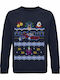Sweatshirt Unisex Organic " Ugly Christmas Sweater Batman Retro Christmas " French Navy