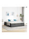 King Size Bed Base Upholstered with Fabric Dark Gray with Slats & Mattress 180x200cm 3311242