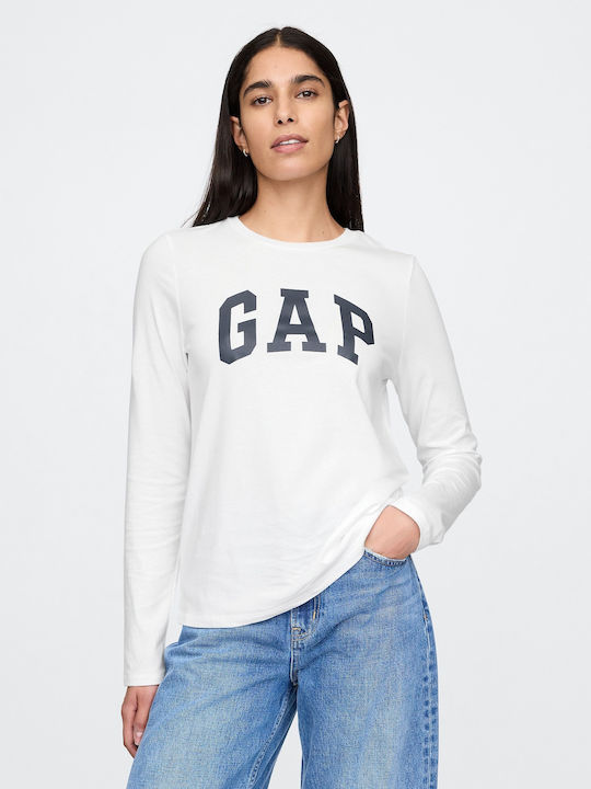 GAP Damen Bluse Baumwolle Weiß