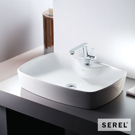 Serel Επικαθήμενος Νιπτήρας Πορσελάνης 60x44x11cm White