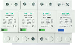 Rail T1+t2+t3 4-Poles Inspired T1 / T2 / T3 Panel Lightning Protection 100kA