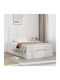 Half Double Bed Upholstered with Faux Leather White with Storage Space with Slats & Mattress 120x200cm